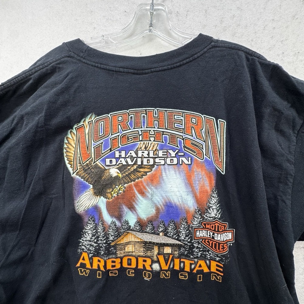 VTG Y2K Harley-Davidson Motorcycle Northern Lights Wisconsin T-shirt Size XXL